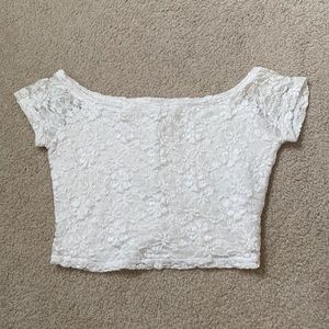 White lace, floral design crop top